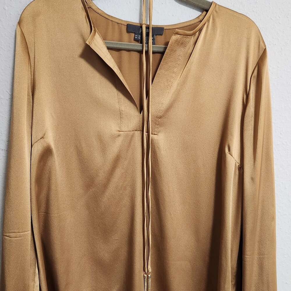 Per Se | Gold Silk Luxe Blouse with Satin Feel 14